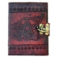 Leather Pentagram & Besom Book of Shadows Journal With Latch