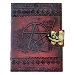 Leather Pentagram & Besom Book of Shadows Journal With Latch