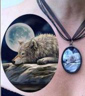 Lisa Parker Quiet Reflections - Wolf by Lake Picture Pendant
