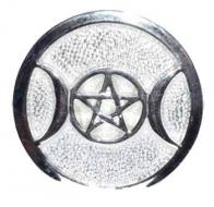 Small Silver Plated Triple Moon Altar Tile