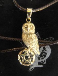 Lisa Parker Owl & Pentagram Pendant - Bronze