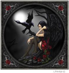 Gothic Angel & Raven Card 