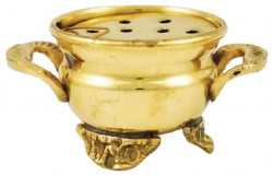 Brass Cauldron With Screen Incense Burner