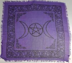 Small Purple Triple Moon & Pentagram Altar Cloth