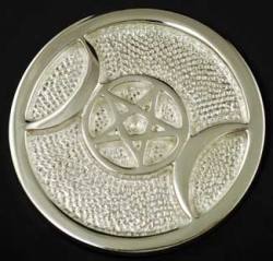 Small Silver Plated Triple Moon Altar Tile
