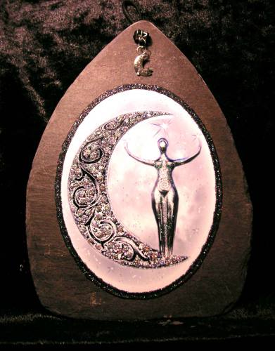 Silver Moon Goddess White Universe Slate