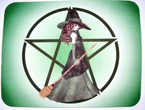 Pentagram, Witch & Broom Mousemat